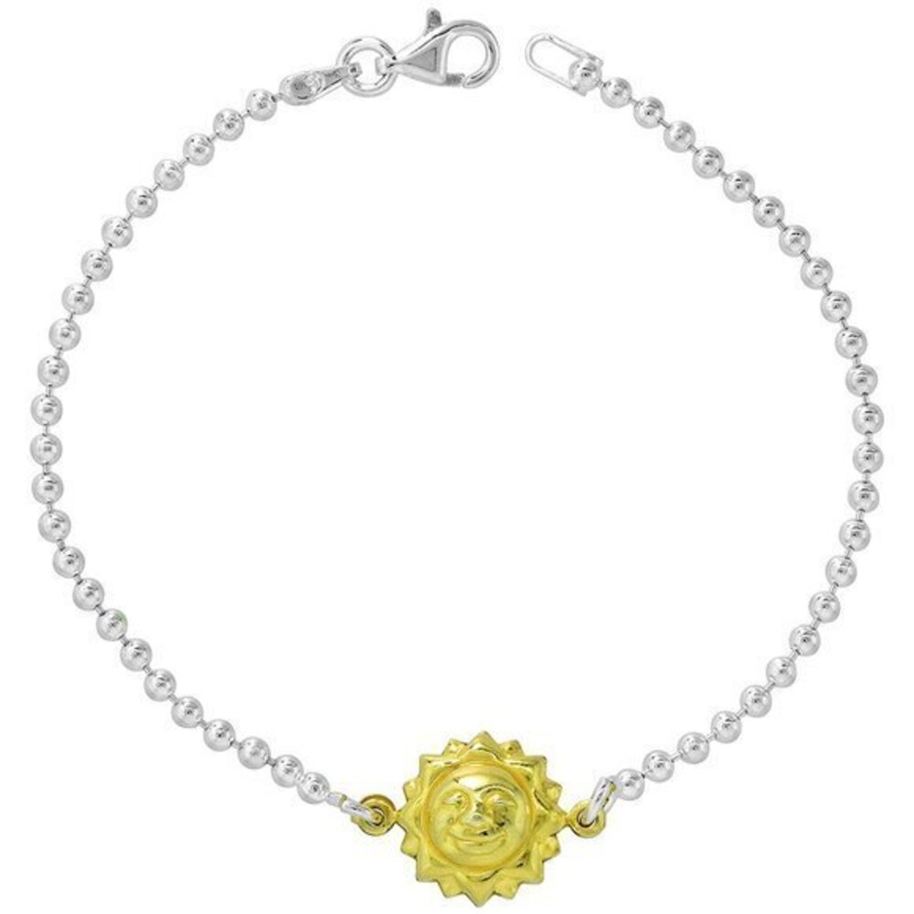 Sterling Silver Gold plated Puffy Sun Bracelet 7"